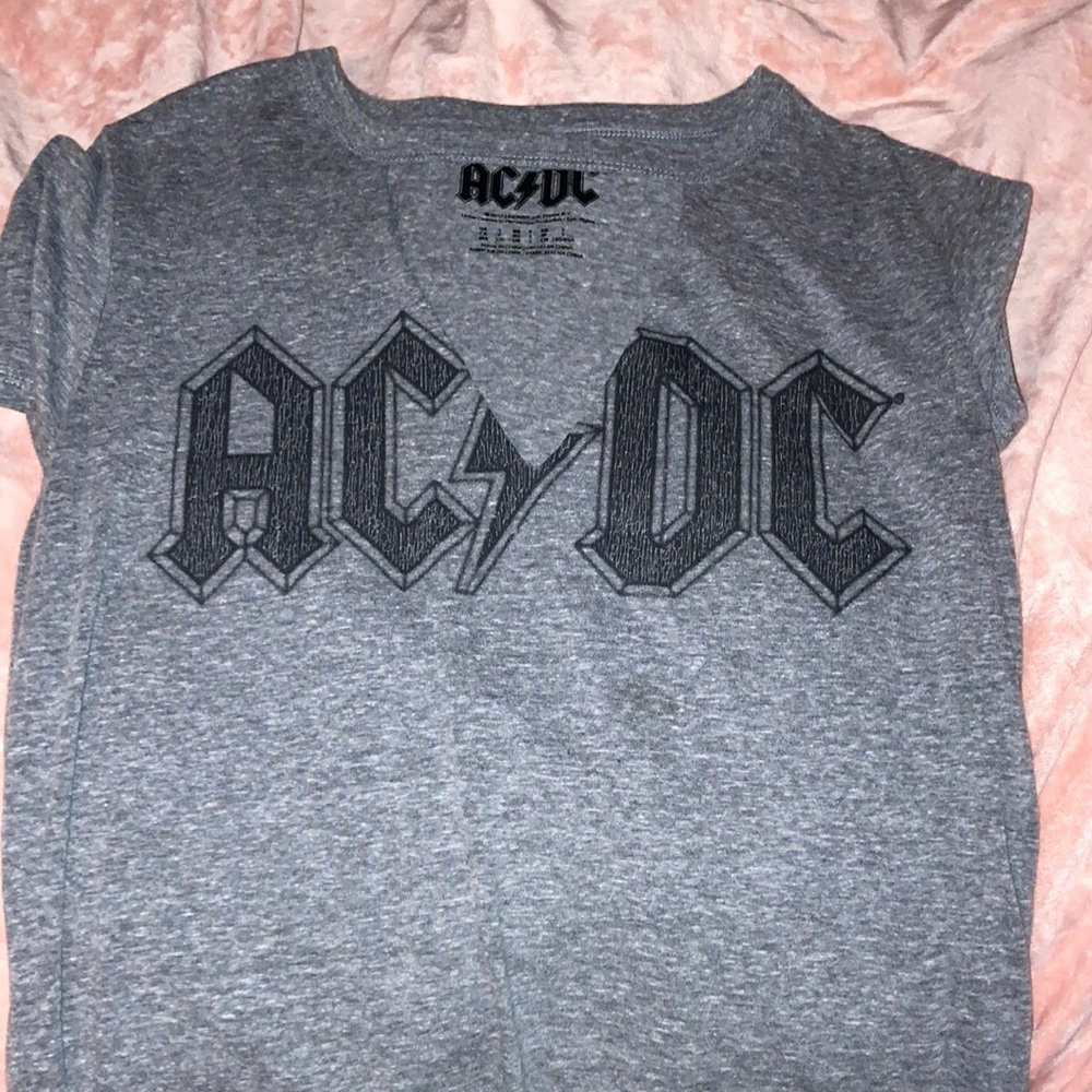 ac/dc shirt with a triangle cut at the top